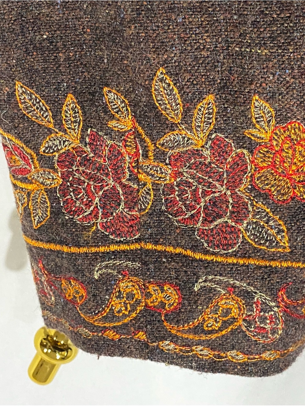 Coldwater Creek Brown Wool-Blend Colorful Embroidered Paisley Blazer Jacket 2X - Picture 11 of 13